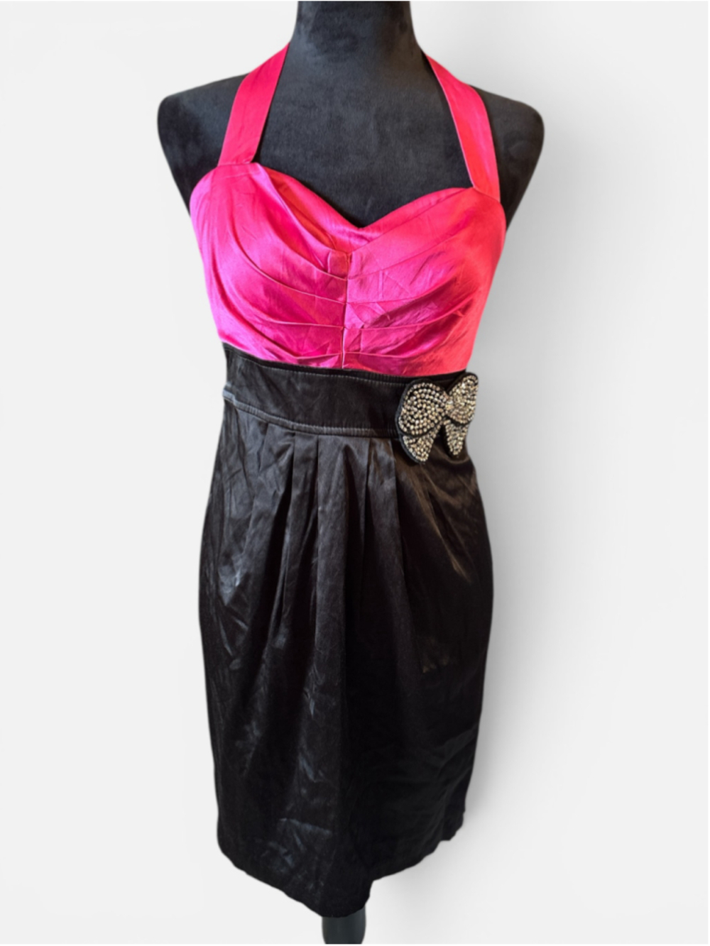 City Triangles Formal Black and Hot Pink Haltertop Dress - Size 5